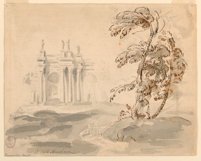 Tree in Landscape with Building, 1756–78 by Carlo Marchionni