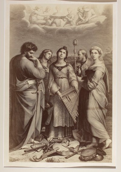 Ecstasy of St. Cecilia, engraving by an unknown author after Raphael (1483-1520) by Carlo Naya