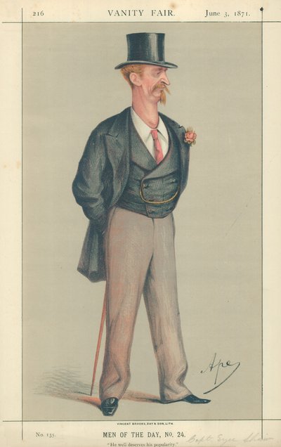 Captain Eyre Shaw, He Well Deserves His Popularity, 3 June 1871, Vanity Fair Cartoon by Carlo Pellegrini