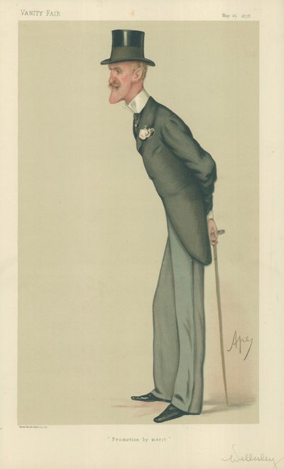 Colonel The Hon Frederick Arthur Wellesley, Promotion by merit, 25 May 1878, Vanity Fair cartoon by Carlo Pellegrini