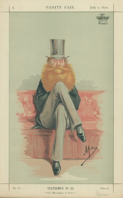 Earl Spencer, The Messenger of Peace, 2 July 1870, Vanity Fair cartoon by Carlo Pellegrini