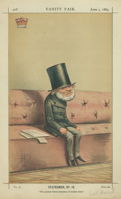 Earl of Russell, The Greatest Liberal Statesmen of Modern Times, 5 June 1869, Vanity Fair Cartoon by Carlo Pellegrini