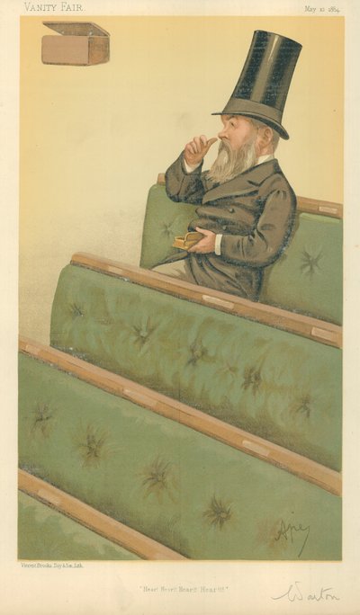 Mr Charles Nicholas Warton, Hear Hear Hear Hear, 10 May 1884, Vanity Fair cartoon by Carlo Pellegrini