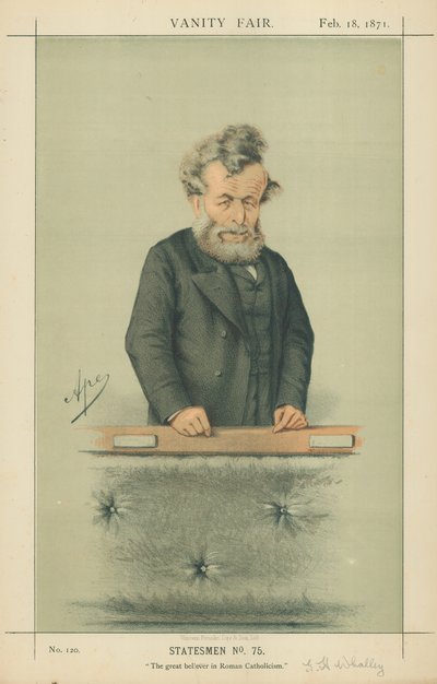 Mr George Hammond Whalley, The Great Believer in Roman Catholicism, 18 February 1871, Vanity Fair Cartoon by Carlo Pellegrini