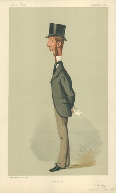 Mr Rowland Winn, The lash, 29 August 1874, Vanity Fair cartoon by Carlo Pellegrini