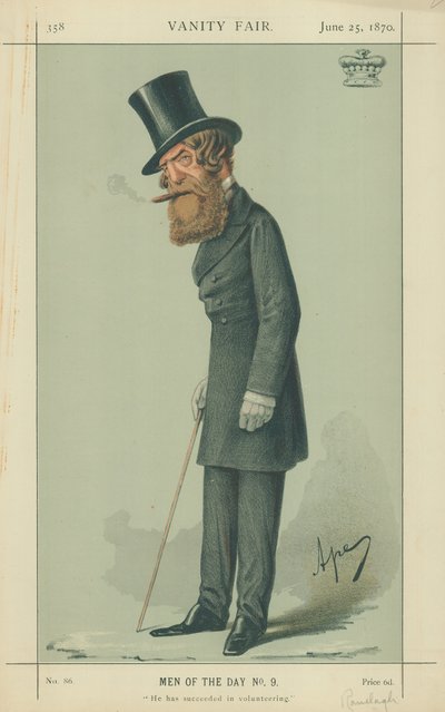 Viscount Ranelagh, He has succeeded in volunteering, 25 June 1870, Vanity Fair cartoon by Carlo Pellegrini