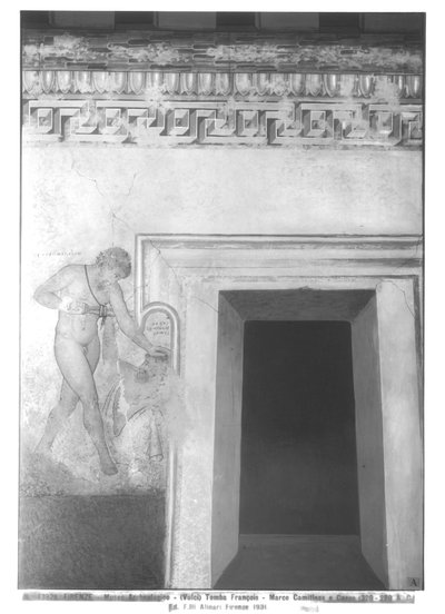 Eteocles and Polynices, reconstruction of the Etruscan wall painting in the Francois Tomb at Vulci of c.320-280 BC by Carlo Ruspi