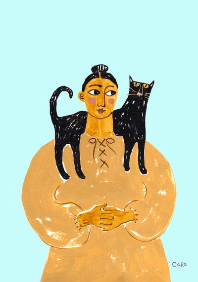 Folk Art Cat Companion by Caroline Roberts