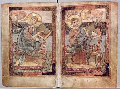 St. Mark and St. Luke, from the Godescale Gospel, c.1781-783 by Carolingian School