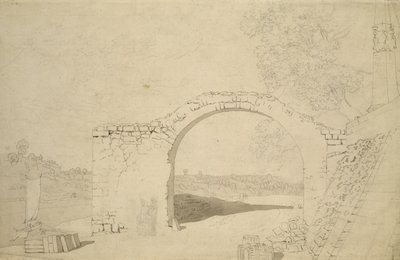 River Landscape with an Arch (unfinished) by Caspar David Friedrich