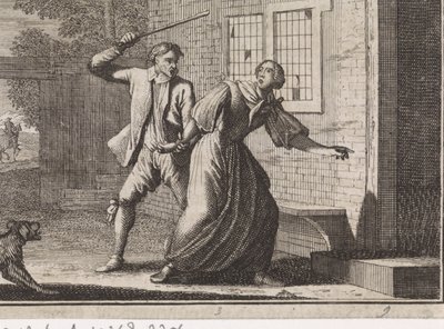 Man Receives His Wife at Home with Beatings by Caspar Luyken