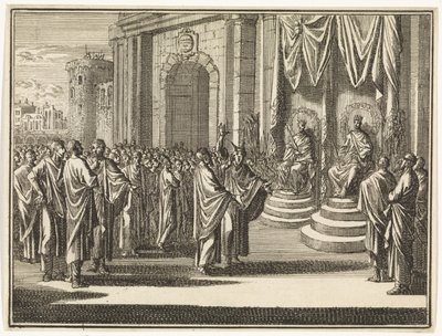 Prophet Micah before Jehoshaphat and Ahab by Caspar Luyken