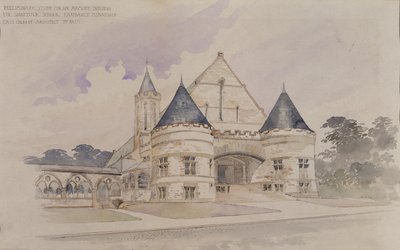 Preliminary study for an Armory Building for Shattuck School, Faribault, Minnesota by Cass Gilbert