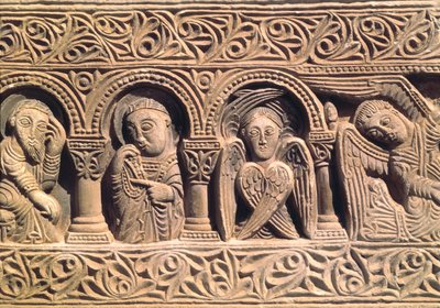 Relief Depicting Saints with a Seraph (detail) by Catalan School