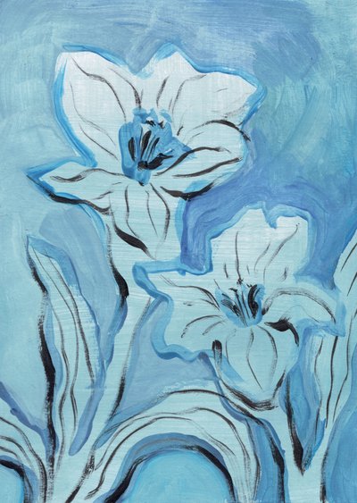 Abstract Blue Blooms by Catalina Somolinos