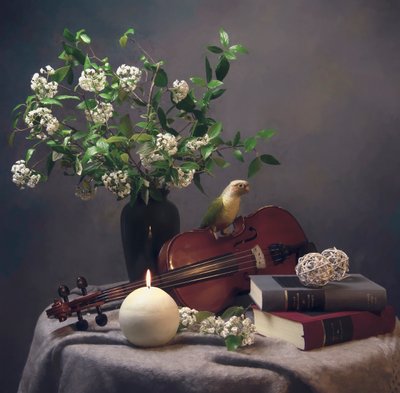 Candlelit Bird Still Life by Catherine Wang