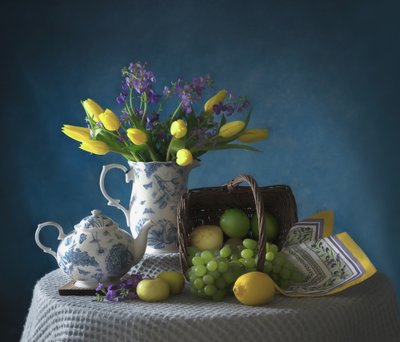 Spring Tulips And Fresh Fruit by Catherine Wang