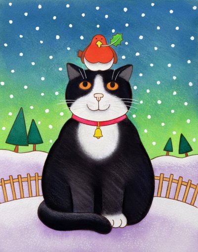 Cat with Robin by Cathy Baxter