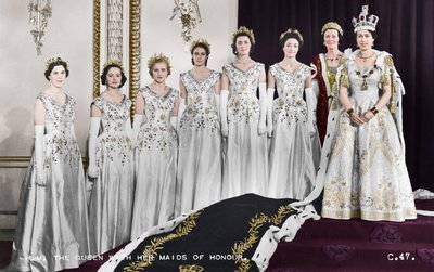 HM Queen Elizabeth II with her Maids of Honour, The Coronation, 2nd June 1953 by Cecil Beaton