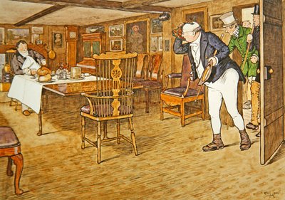 At the table sat Mr Tupman, looking as unlike a man who has taken leave of this world as possible by Cecil Charles Windsor Aldin