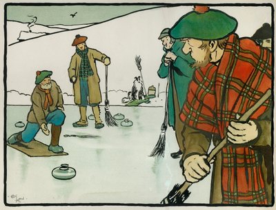 Old English Sports and Games: Curling by Cecil Charles Windsor Aldin