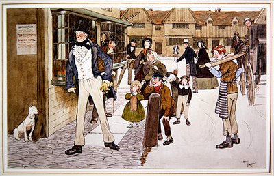 Pigg goes to receive the testimonial, illustration from Handley Cross by R. S. Surtees by Cecil Charles Windsor Aldin