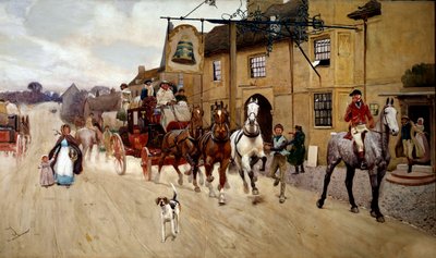 Stop the Diligence in Front of the Inn of the Bell in Stilton by Cecil Charles Windsor Aldin
