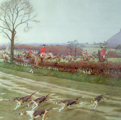 The Cheshire - Away from Tattenhall (detail) by Cecil Charles Windsor Aldin