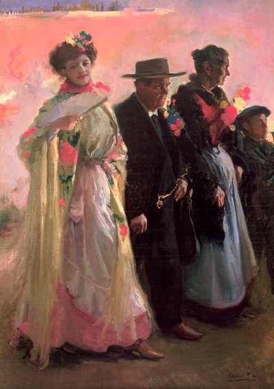 Villagers attending the celebrations of the patron of Madrid by Cecilio Pla Gallardo