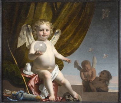 Amor Holding a Glass Orb by Cesar Boetius van Everdingen