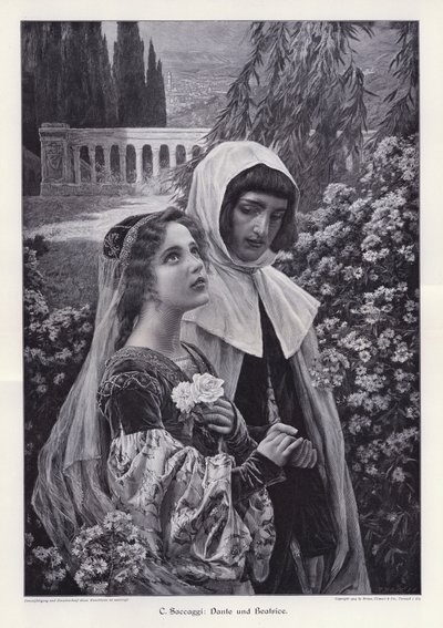 Dante and Beatrice by Cesare Saccaggi