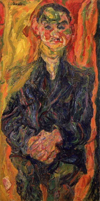 Man in Blue, with a Yellow and Red Background by Chaim Soutine