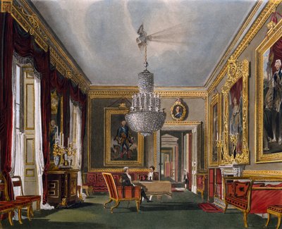 West anteroom, Engraving by Richard Reeve, Based on design by Charles Wild, From The History of the Royal Residences by Charles (after) Wild