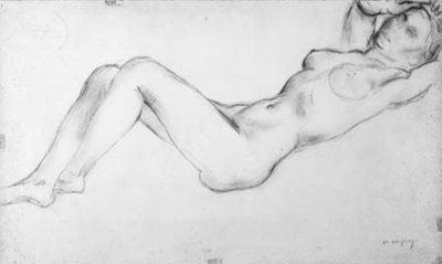Reclining Female Model with Arms Over Head by Charles Alexandre Malfray