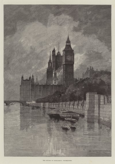The Houses of Parliament, Westminster by Charles Auguste Loye