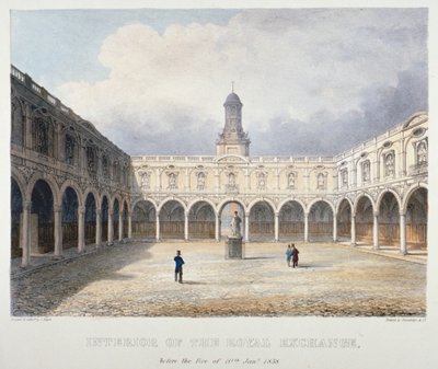 Courtyard of the Royal Exchange, City of London, 1838 by Charles Bigot