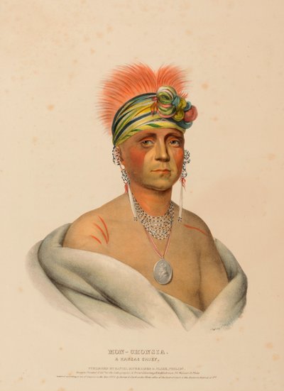 MON-CHONSIA. A KANSAS CHIEF., from History of the Indian Tribes of North America by Charles Bird King