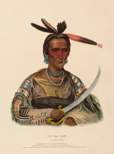 TO-KA-CON, A SIOUX CHIEF, from History of the Indian Tribes of North America by Charles Bird King