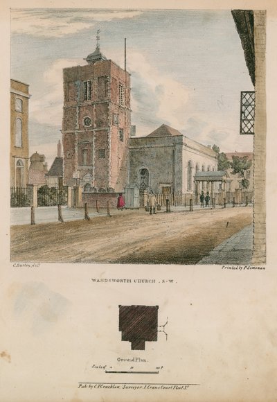 South west view of Wandsworth Church by Charles Burton