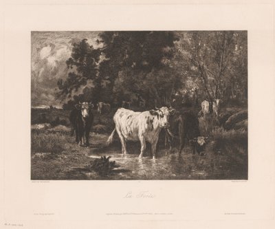 Landscape with Cows at the Edge of a Forest (La Forêt) by Charles Courtry
