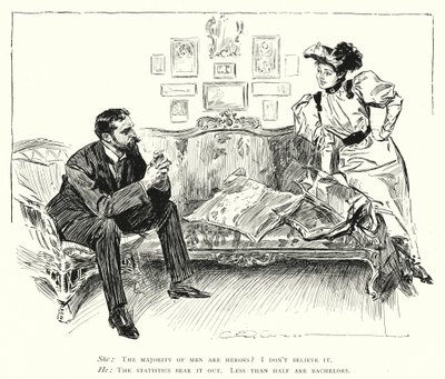 Men Are Heroes - Less Than Half Are Bachelors by Charles Dana Gibson