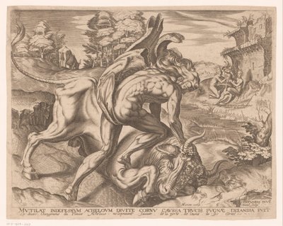 Hercules Subdues the Bull of Crete (Works of Hercules after Frans Floris) by Charles David
