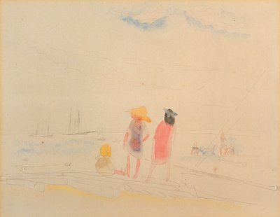 Two Women and Child on Beach by Charles Demuth