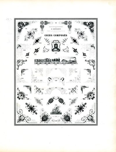 Illustrated Frame Corners with Figurative Motifs by Charles Derriey