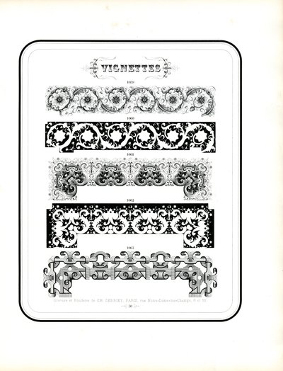 Magnificent Decorative Borders in Floral Baroque Style by Charles Derriey