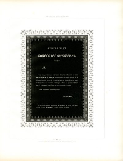 Mourning Card with Ornamental Frame by Charles Derriey