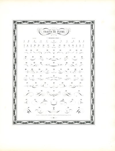 Sample Catalog for Calligraphic Pen Flourishes - First Series by Charles Derriey