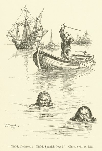 Illustration for Westward Ho! by Charles Kingsley (engraving) by Charles Edmund Brock