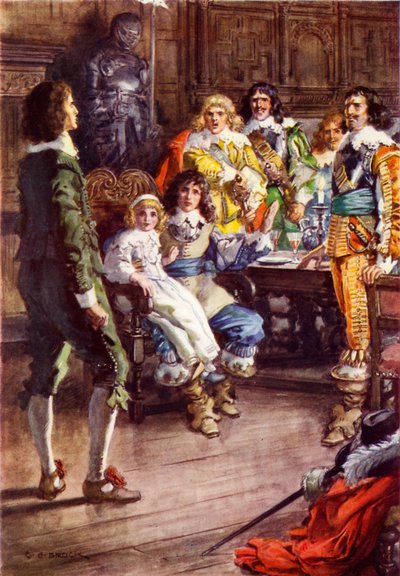 Son announcing that he intends to fight for Parliament during the English Civil War by Charles Edmund Brock