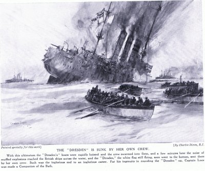 The Dresden is Sunk by Her Own Crew by Charles Edward Dixon